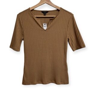 Banana Republic Factory Wide Ribbed Split Neck Blouse Top